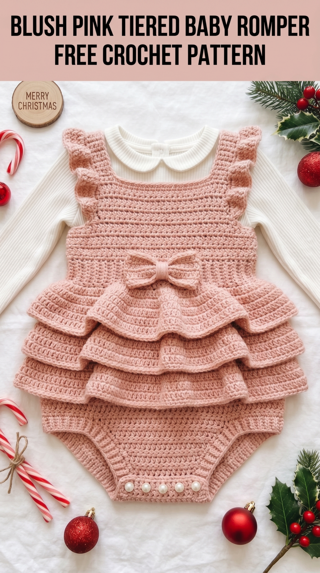 Blush Pink Tiered Baby Romper Free Crochet Pattern — crochet pattern pin image