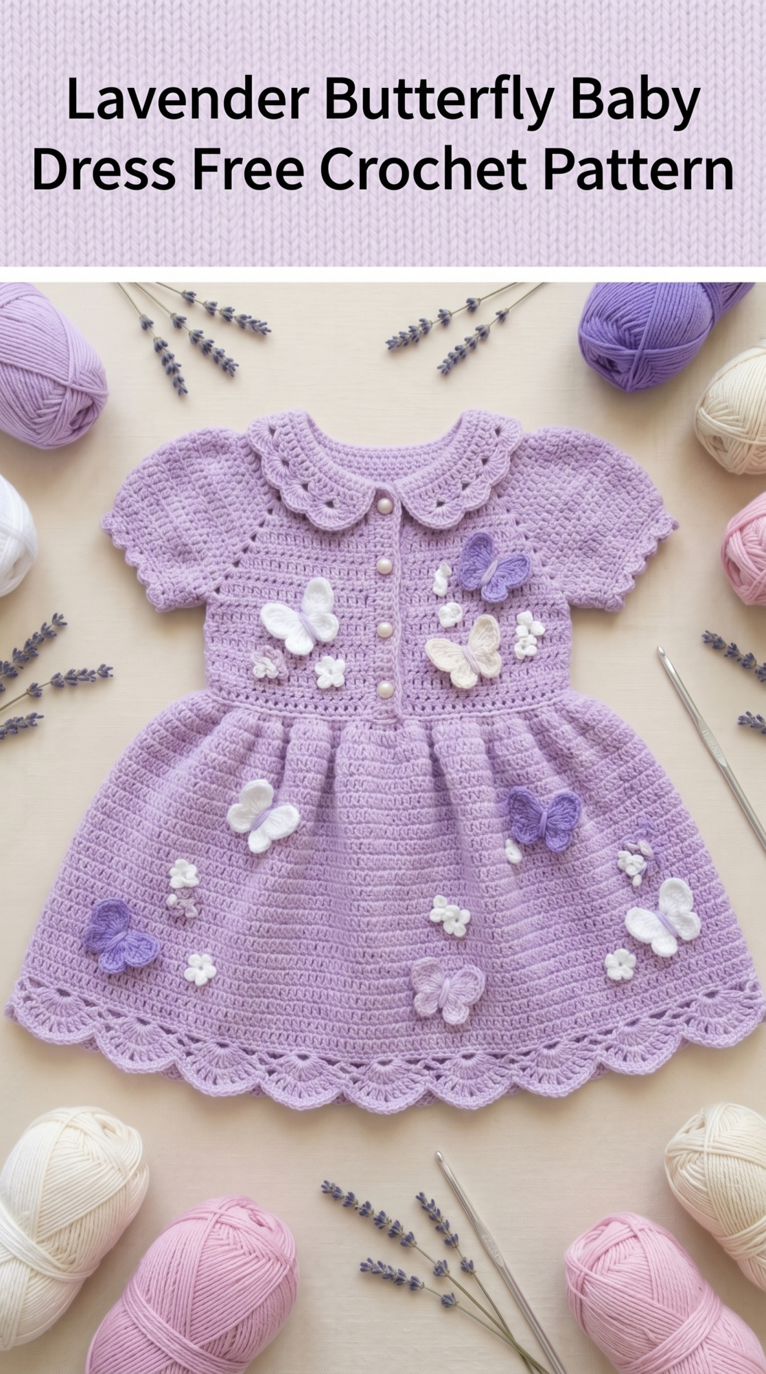 Lavender Butterfly Baby Dress Free Crochet Pattern crochet pattern — pin image
