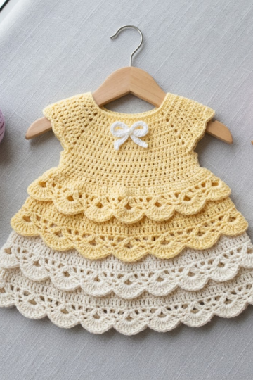 Sunshine Lemon Tiered Baby Dress Free Crochet Pattern