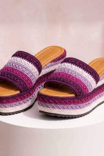 Berry Purple Magenta Crochet Platform Wedge Sandals Pattern