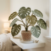 Boho Monstera Crochet Plant for Bedroom Shelf Decor