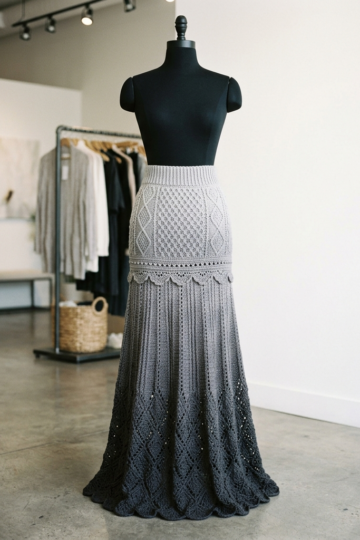 Charcoal Gray Modern Lace Maxi Skirt Free Crochet Pattern