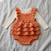 Coral Sunset Ruffled Baby Romper Free Crochet Pattern