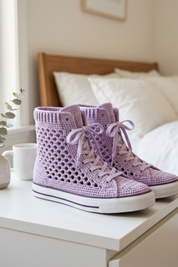 Lavender Dream Mesh Crochet High Tops Free Pattern