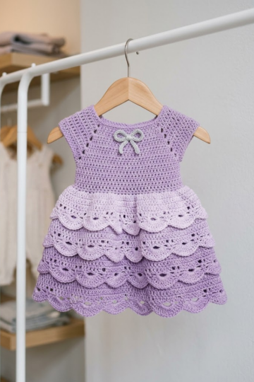 Lavender Dream Tiered Baby Dress Free Crochet Pattern