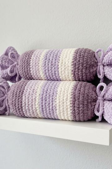 Lavender Dreams Candy Bolster Pillow Free Crochet Pattern