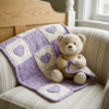 Lavender Heart Granny Square Baby Blanket Free Crochet Pattern