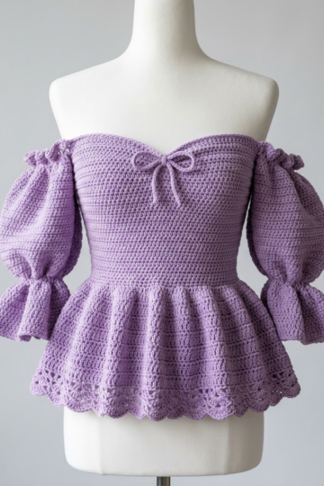 Lavender Purple Dreamy Peplum Crochet Top Pattern