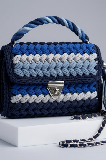 Midnight Navy Elegant Braided Clutch Free Crochet Pattern