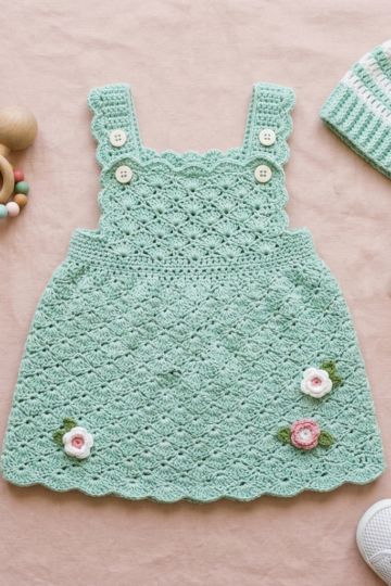 Mint Garden Baby Crochet Dress Free Pattern