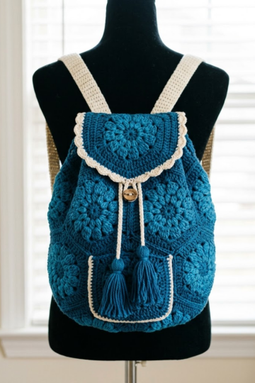 Ocean Blue Coastal Granny Square Backpack Crochet Pattern