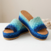 Ocean Blue Ombre Crochet Platform Wedge Sandals Pattern