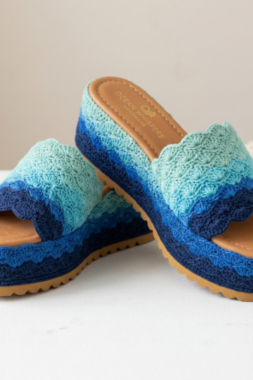 Ocean Blue Ombre Crochet Platform Wedge Sandals Pattern