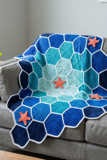 Ocean Wave Hexagon Throw Free Crochet Pattern