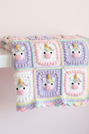 Pastel Rainbow Unicorn Granny Square Blanket Free Pattern