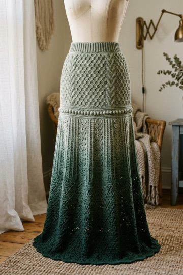 Sage Green Botanical Lace Maxi Skirt Free Crochet Pattern