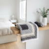 Stormy Gray Neutral Granny Square Blanket Free Crochet Pattern