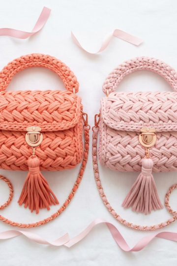 Sunset Peach Woven Crochet Clutch Free Pattern