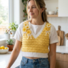 Sunshine Daisy Bow Crochet Vest Free Crochet Pattern