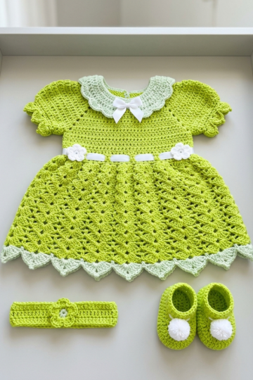 Tinkerbell Green Fairy Baby Dress Free Crochet Pattern