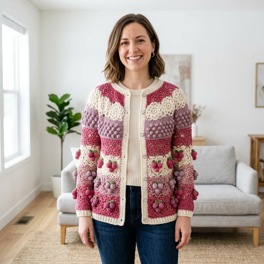 Berry Blossom Lace Cardigan Free Crochet Pattern