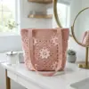 Blush Pink Cherry Blossom Granny Bag Free Pattern