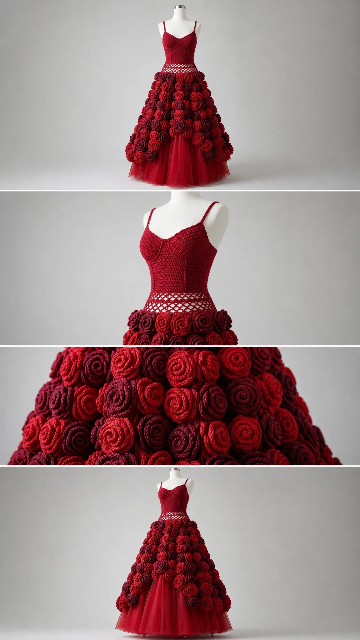 Crimson Valentine Rose Crochet Dress Free Crochet Pattern