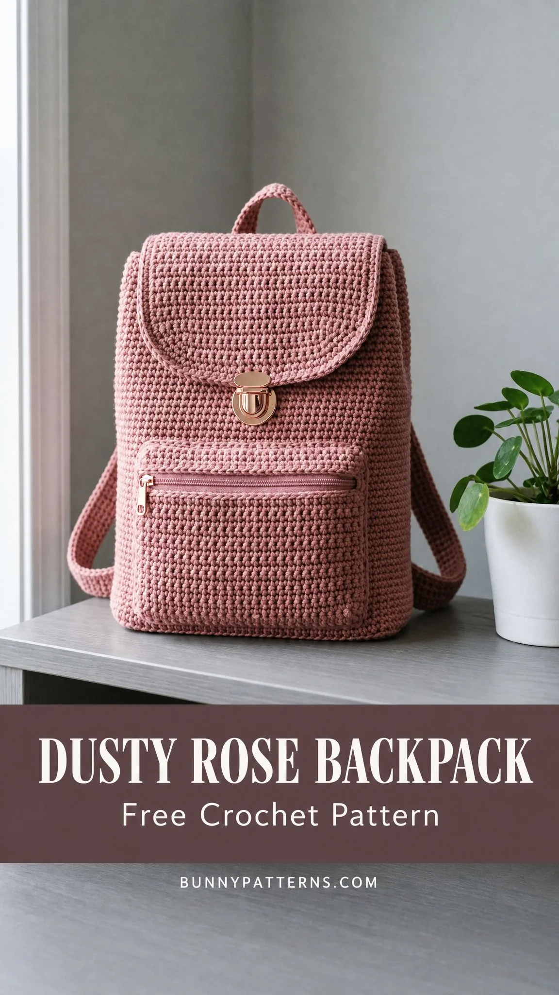 Dusty Rose Backpack Free Crochet Pattern