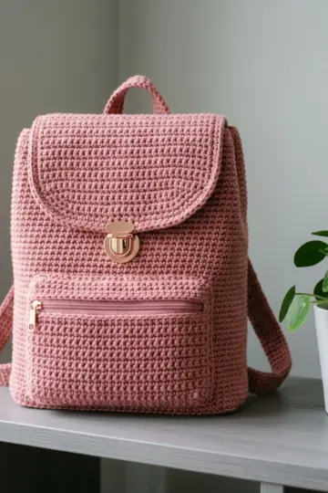 Dusty Rose Backpack Free Crochet Pattern