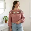 Dusty Rose Garden Bobble Sweater Free Crochet Pattern