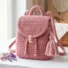Dusty Rose Pink Mini Backpack Free Crochet Pattern