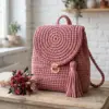 Dusty Rose Spiral Flap Backpack Free Crochet Pattern