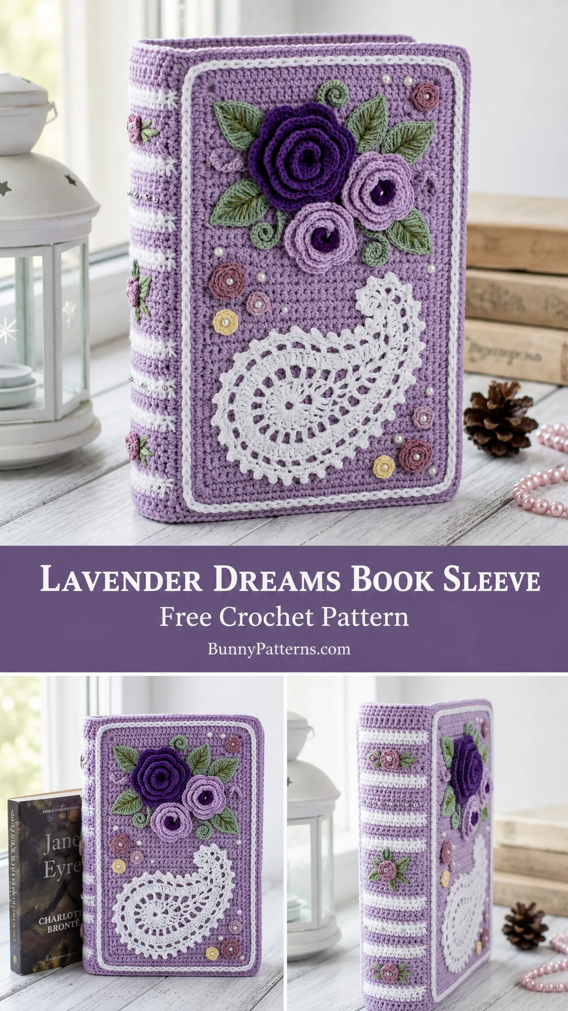 Lavender Dreams Book Sleeve Free Crochet Pattern