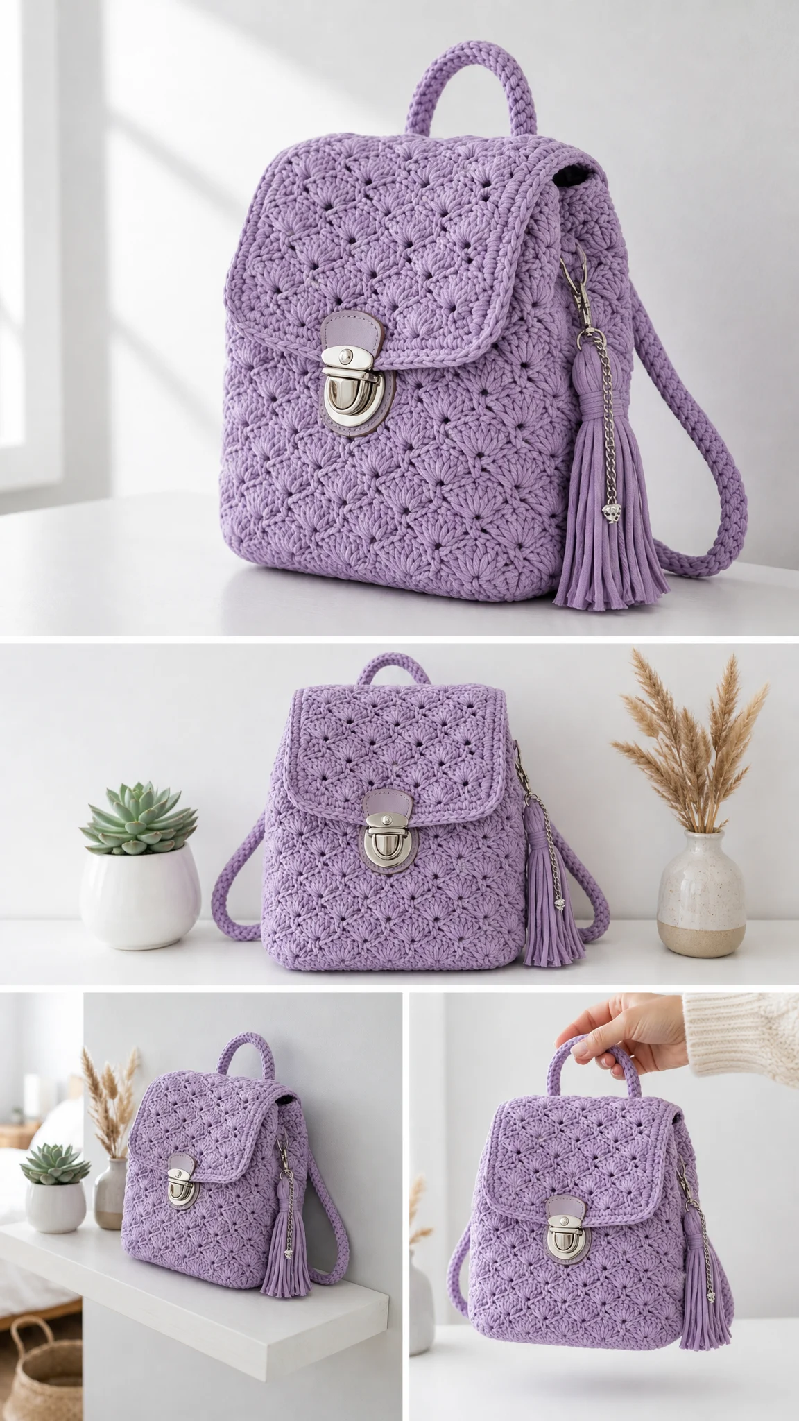 Lavender Mini Backpack Free Crochet Pattern