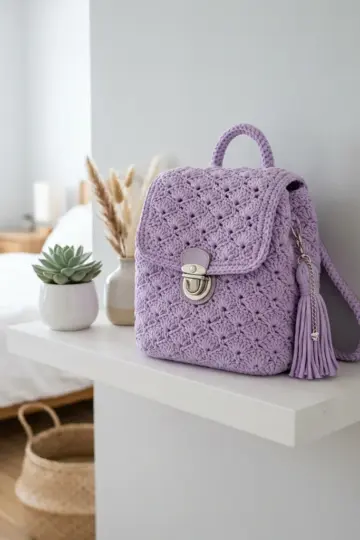 Lavender Mini Backpack Free Crochet Pattern