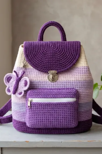 Lavender Ombre Crochet Backpack Free Crochet Pattern