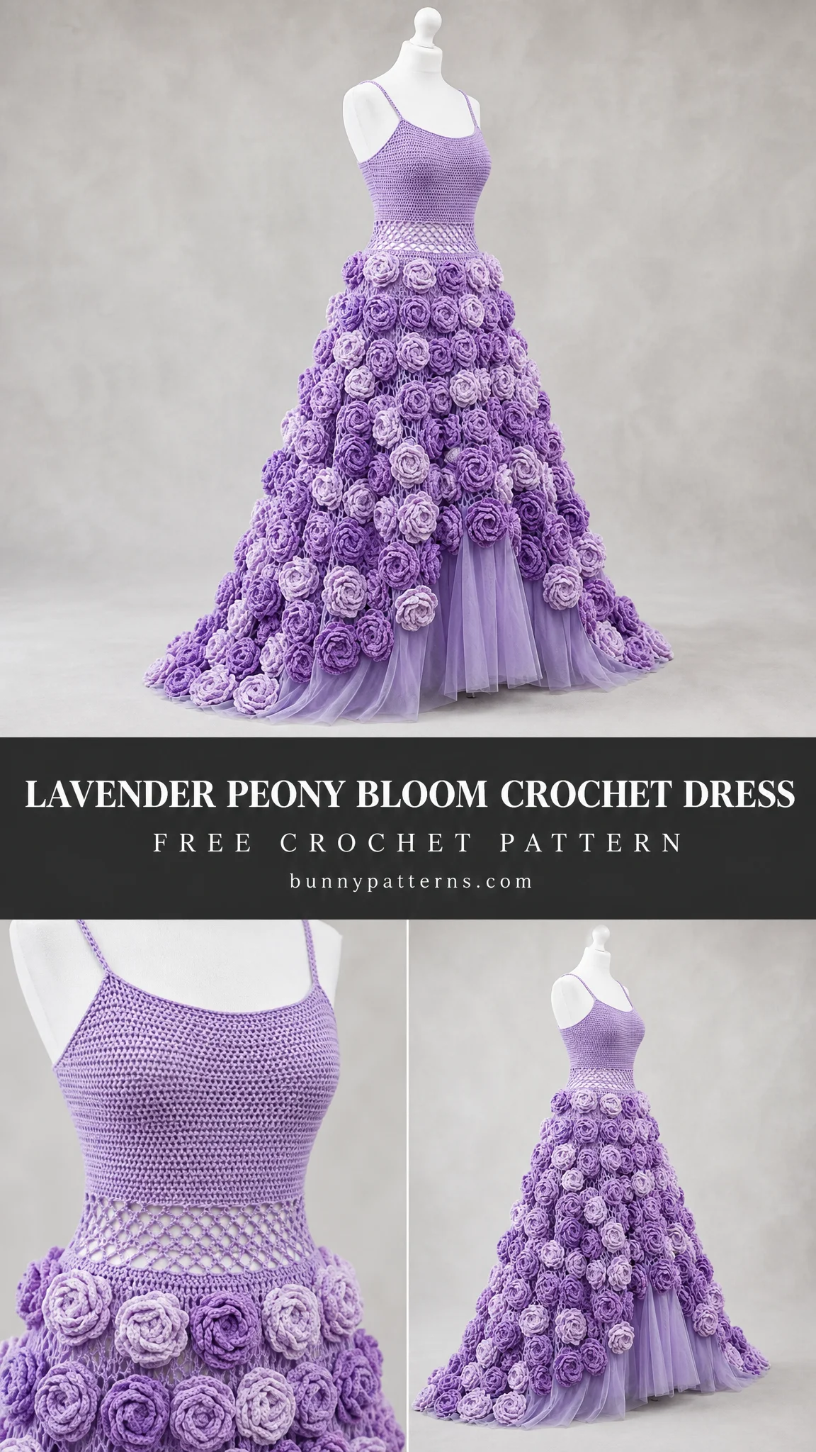 Lavender Peony Bloom Crochet Dress Free Crochet Pattern