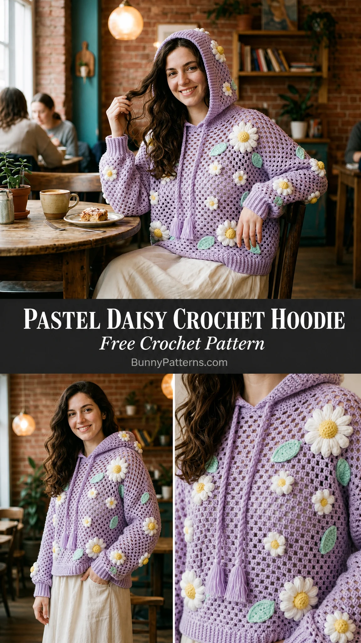 Pastel Daisy Crochet Hoodie Free Crochet Pattern