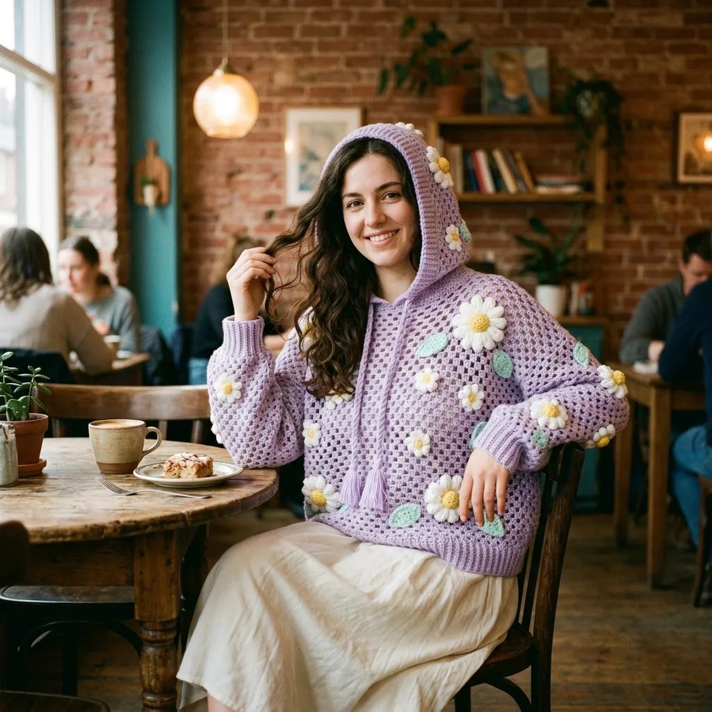 Pastel Daisy Crochet Hoodie Free Crochet Pattern