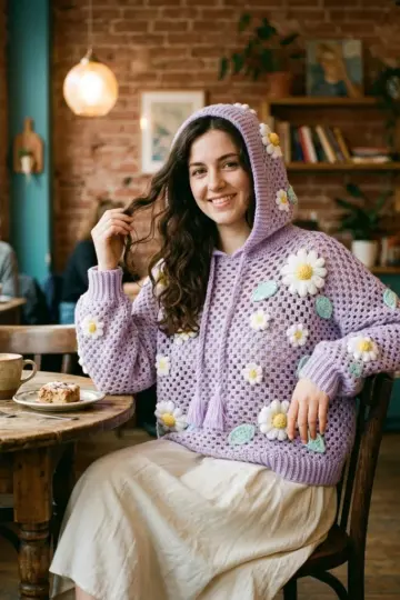 Pastel Daisy Crochet Hoodie Free Crochet Pattern
