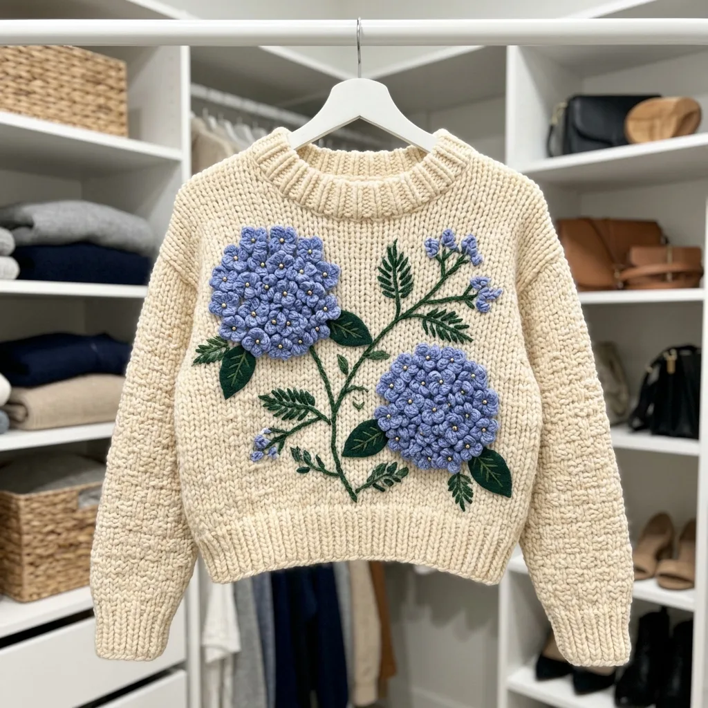 Periwinkle Hydrangea Sweater in Closet Free Crochet Pattern