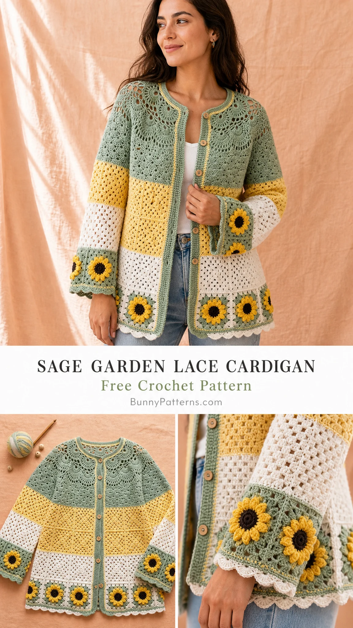 Sage Garden Lace Cardigan Free Crochet Pattern