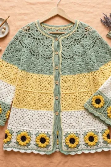 Sage Garden Lace Cardigan Free Crochet Pattern