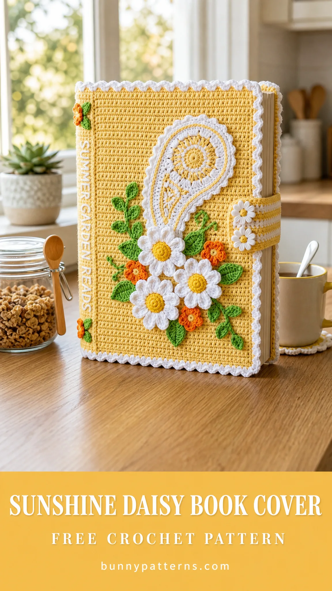 Sunshine Daisy Book Cover Free Crochet Pattern