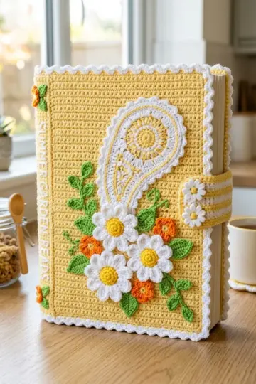 Sunshine Daisy Book Cover Free Crochet Pattern