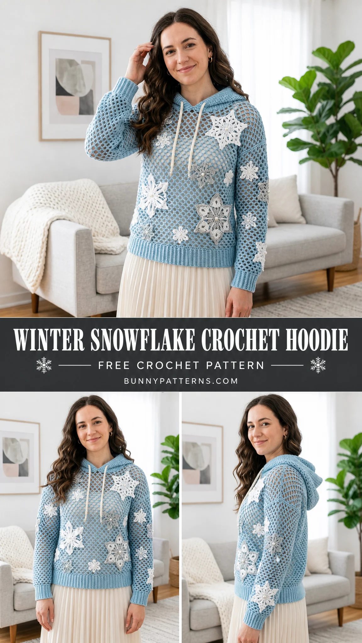 Winter Snowflake Crochet Hoodie Free Crochet Pattern