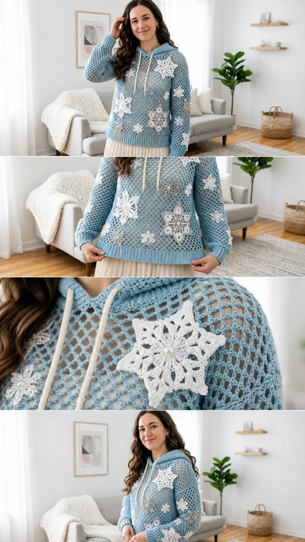 Winter Snowflake Crochet Hoodie Free Crochet Pattern