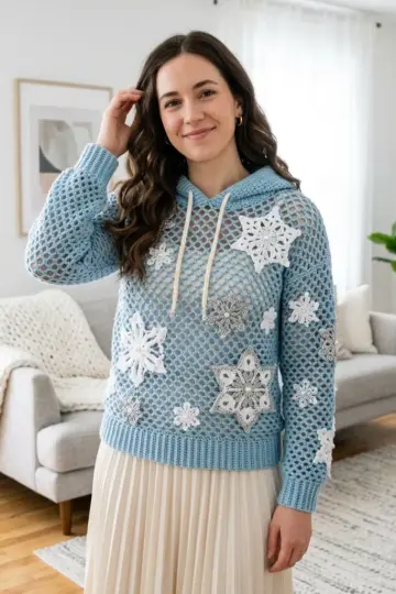 Winter Snowflake Crochet Hoodie Free Crochet Pattern