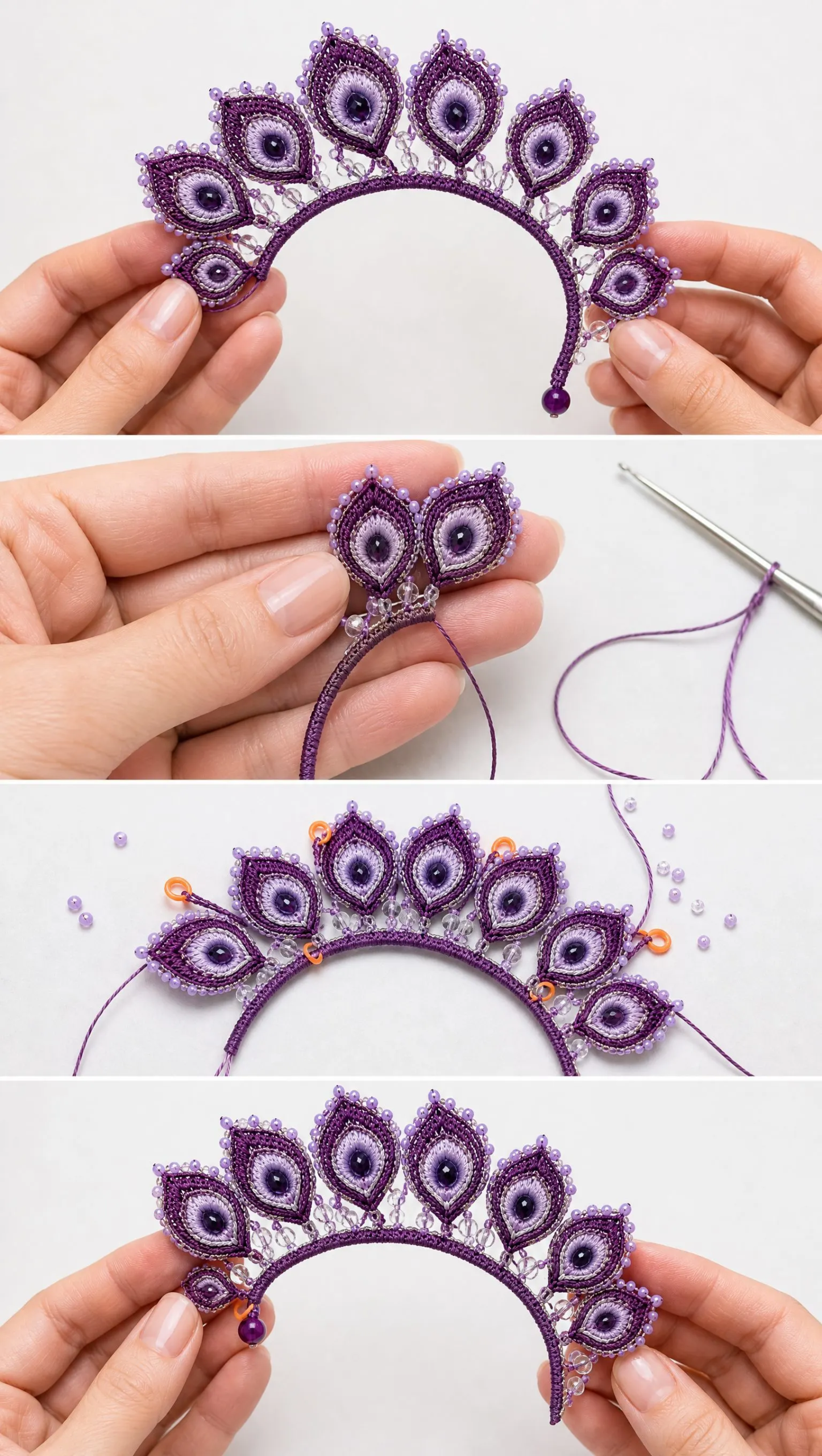 Amethyst Peacock Ear Cuff Crochet Pattern