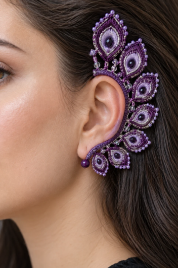 Amethyst Peacock Ear Cuff Crochet Pattern